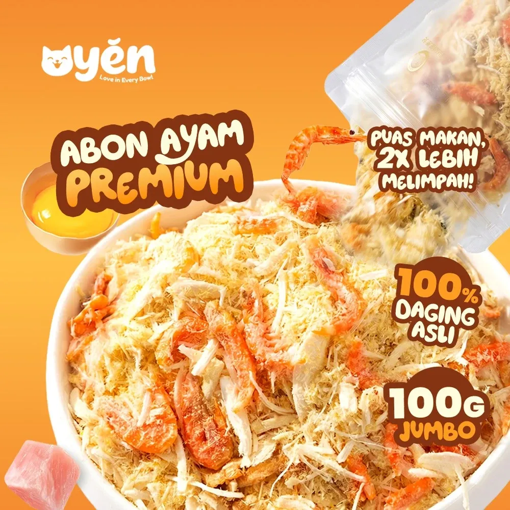 Oyen freeze dried abon ayam krill 100g - toping makan kucing